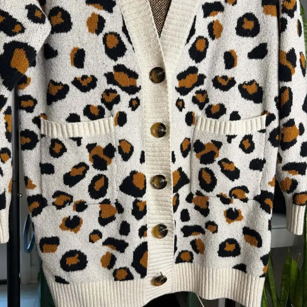Ladies Leopard Cardigan Sweaters